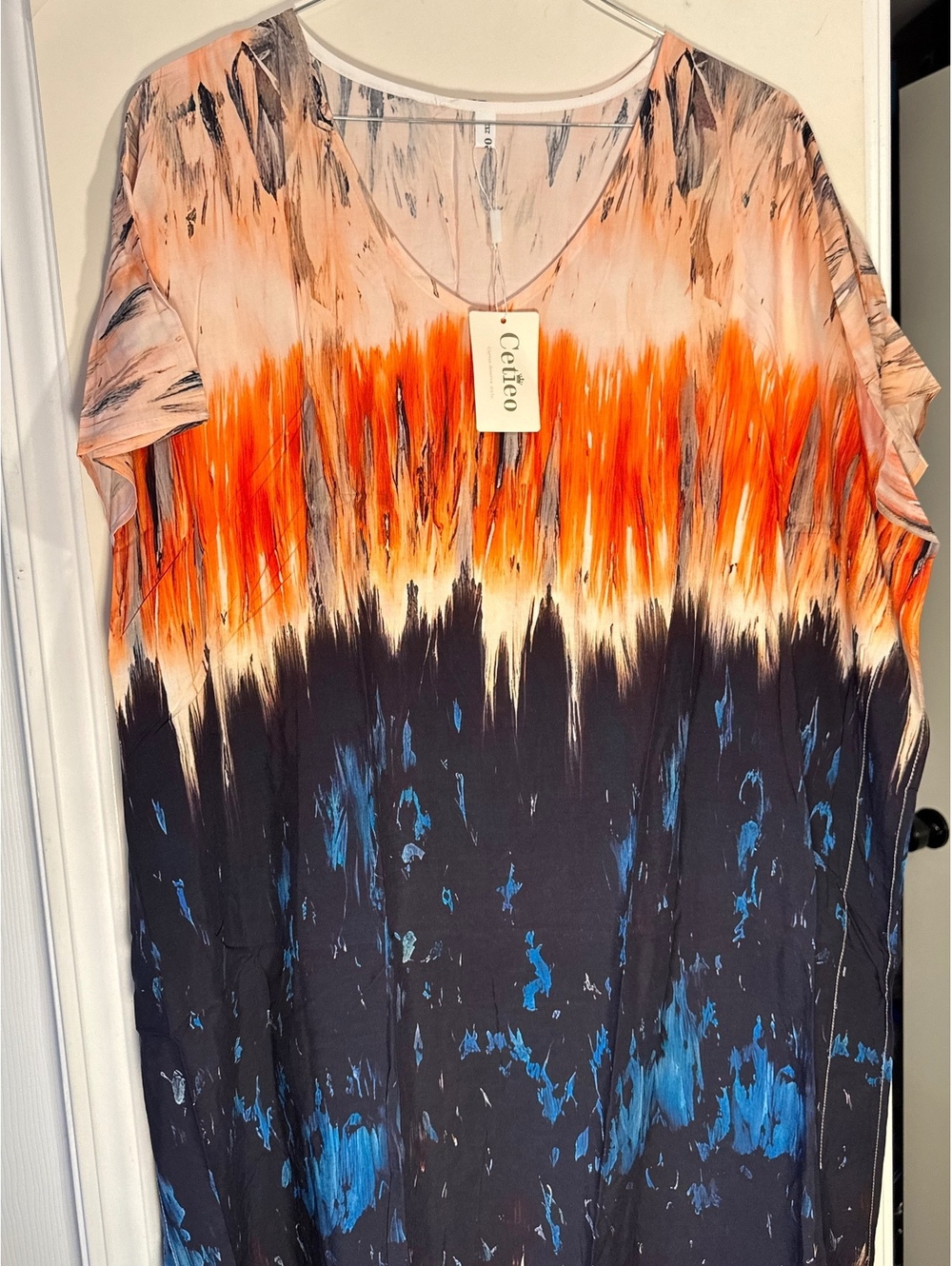 Cetieo Women’s Multicolor Tie Dye Short Sleeve Dress 2XL